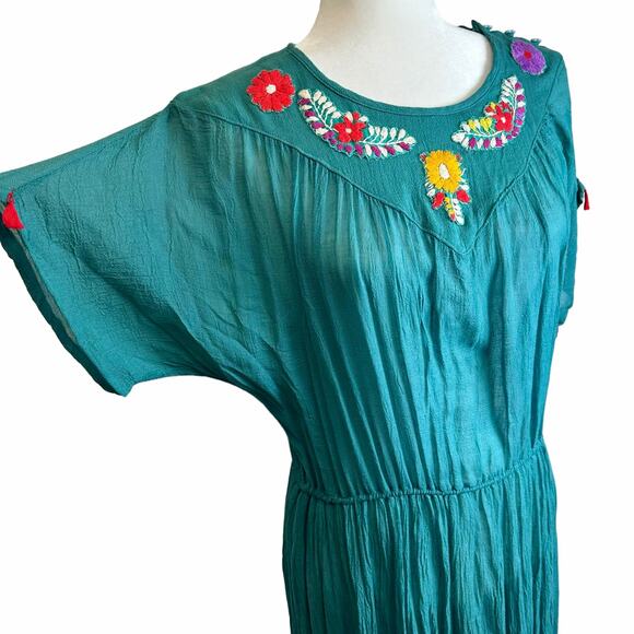 VTG. 70’s Young Edwardian by Arpeja Midi Dress Women’s sz. M Green Boho Prairie - Picture 2 of 9